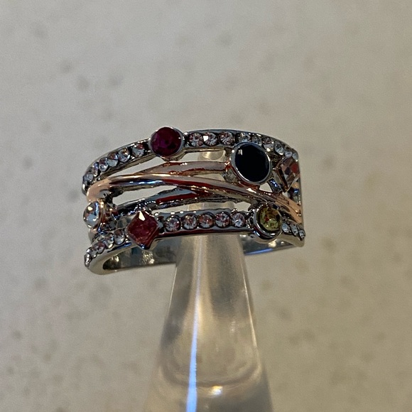Sterling silver over cooper multi color ring. 4 different color simulated stones - Picture 7 of 13
